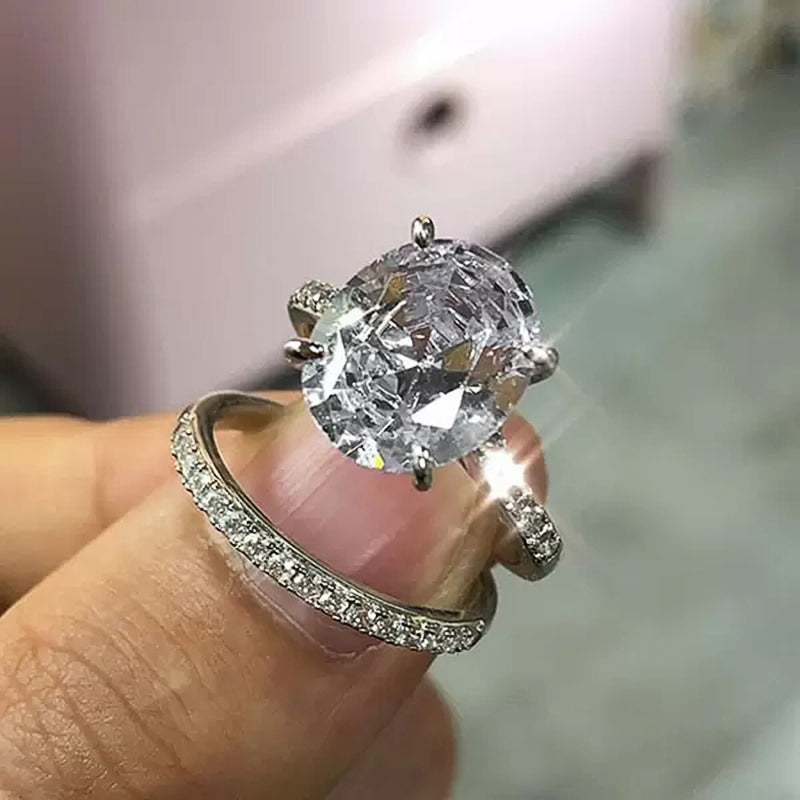 RHODIUM PLATED LUXURY RING SET GIFT FOR HER