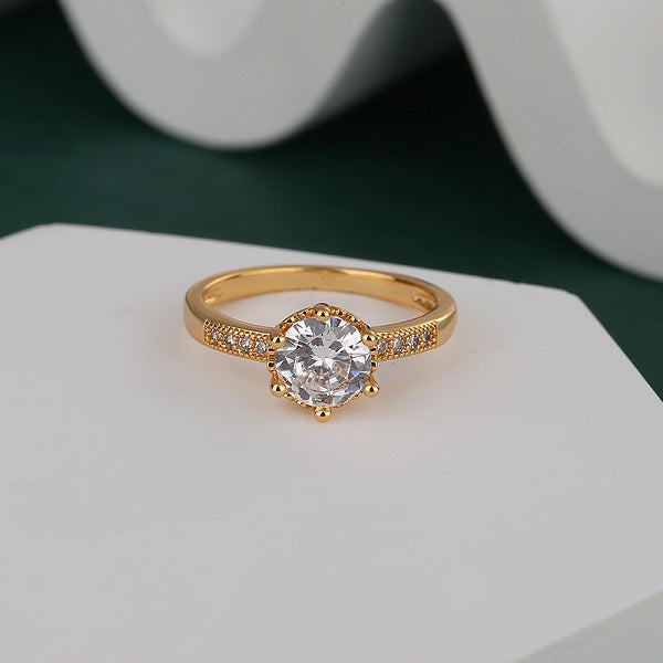 DIAMOND CUT GOLD PLATED LUXURY RING GIFT FOR HER