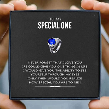 SAPPHIRE LOOK LUXURY QUALITY RHODIUM PLATED ADJUSTABLE RING