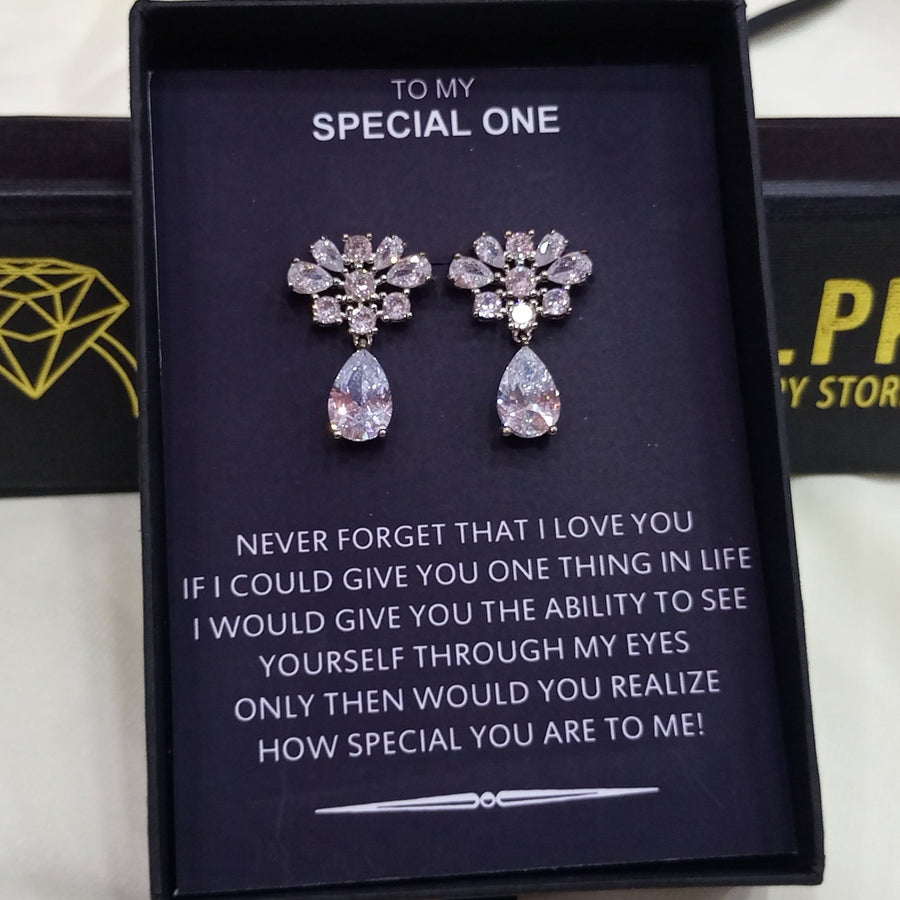 HIGH QUALITY LUXURY WEAR PLATINUM PLATED ZIRCON EARRINGS