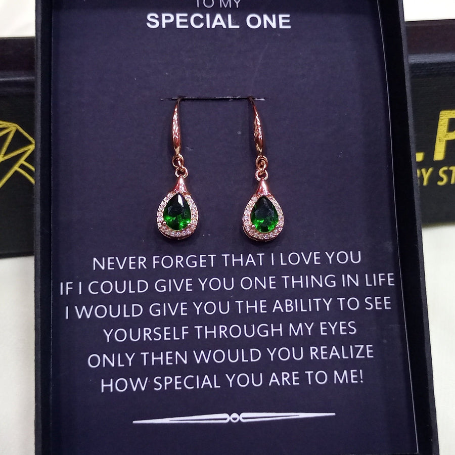 The emerald look luxury zircon earrings WITH SPECIAL BOX