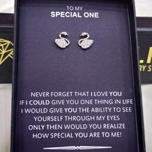 SWAN LOOK LUXURY WEAR PLATINUM PLATED ZIRCON EARRINGS SPECIAL BOX