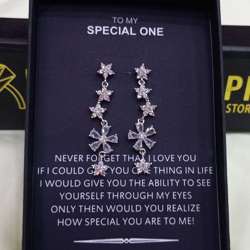 HIGH QUALITY LUXURY PLATINUM PLATED ZIRCON EARRINGS WITH SPECIAL BOX