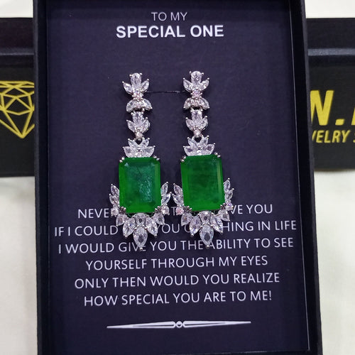 SAGE SPARKLE LUXURY WEAR RHODIUM PLATED ZIRCON EARRINGS