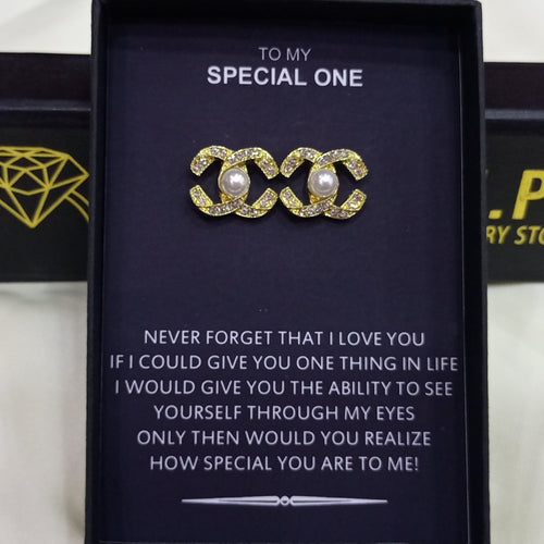 CHANEL BRANDED LOOK LUXURY EARRINGS SPECIAL BOX
