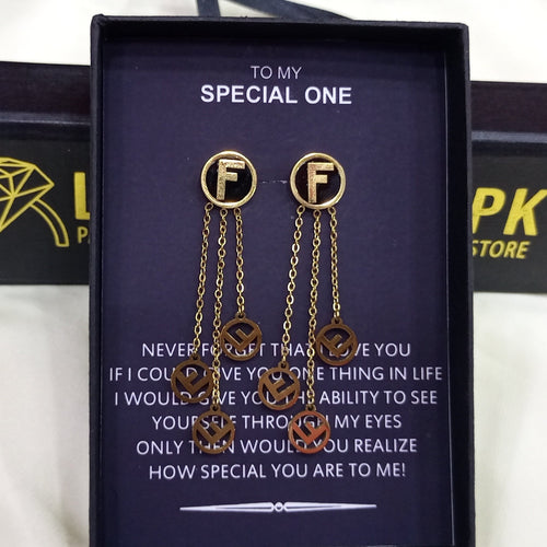 FENDI BRAND LOOK LUXURY EARRINGS SPECIAL BOX