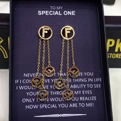 FENDI BRAND LOOK LUXURY EARRINGS SPECIAL BOX