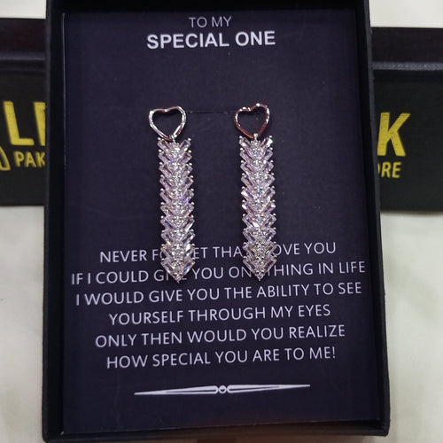 RHODIUM PLATED LUXURY EARRINGS SPECIAL BOX