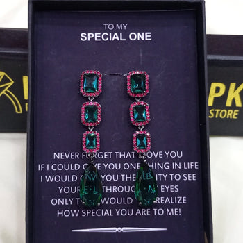 ZIRCON STONES HIGHLY FINISHED RHODIUM PLATED ART NOVEAU LUXURY EARRINGS