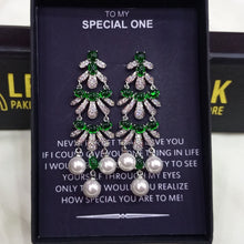 ZIRCON STONES HIGHLY FINISHED RHODIUM PLATED ART NOVEAU LUXURY EARRINGS