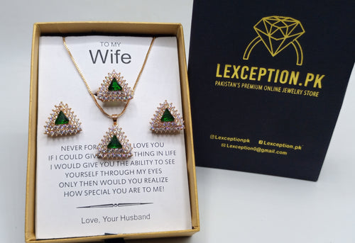 EMERALD GOLD LOOK LUXURY SET WITH EXCLUSIVE BOX PACKING