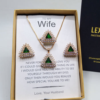 EMERALD GOLD LOOK LUXURY SET WITH EXCLUSIVE BOX PACKING