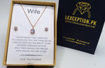 LUXURY ROSE GOLD PLATED ZIRCON PENDANT CHAIN AND EARRINGS SET WITH BOX