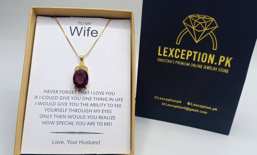Amethyst gold look luxury pendant with free box packaging