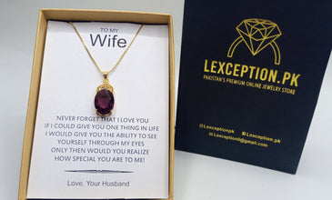 Amethyst gold look luxury pendant with free box packaging