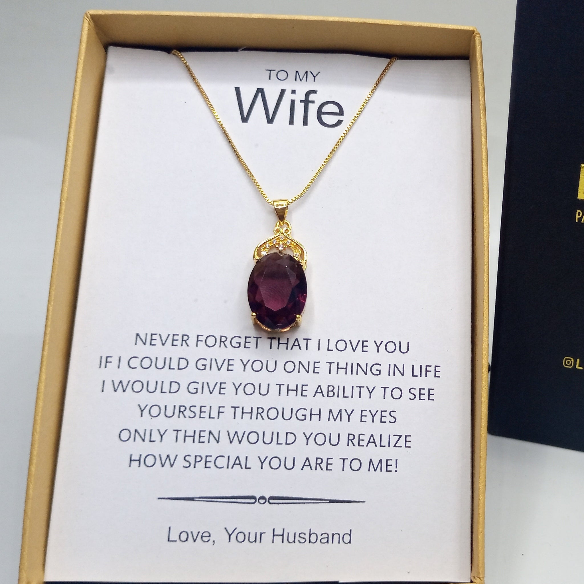 Amethyst gold look luxury pendant with free box packaging