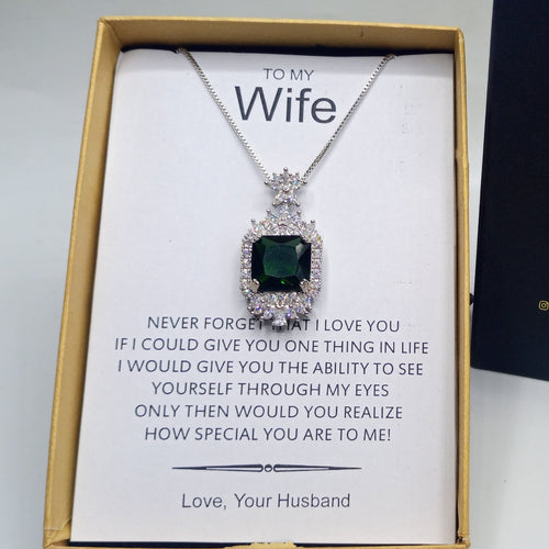EMERALD CUT EXCLUSIVE QUALITY LUXURY PENDANT WITH BOX PACKING