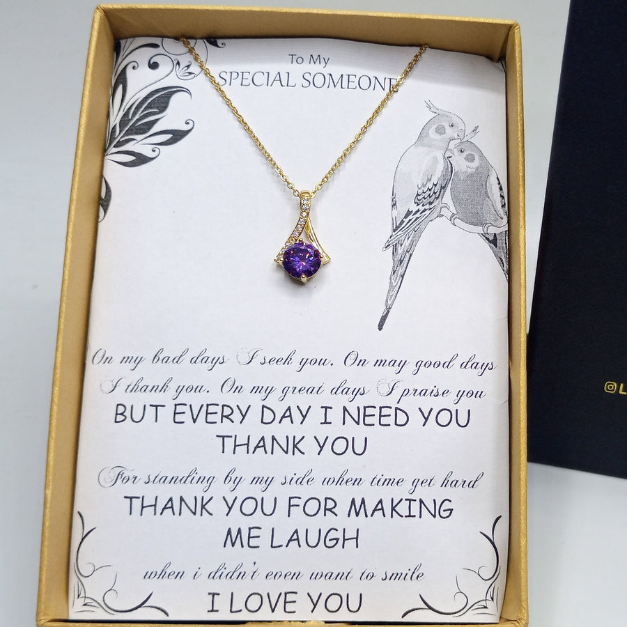 Amethyst gold look exclusive pendant free box packaging