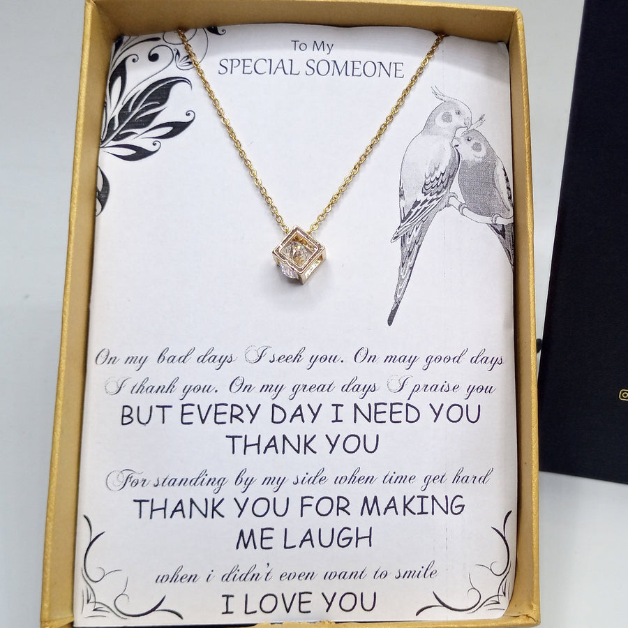 Rubik Gold look exclusive pendant with chain exclusive free box packaging
