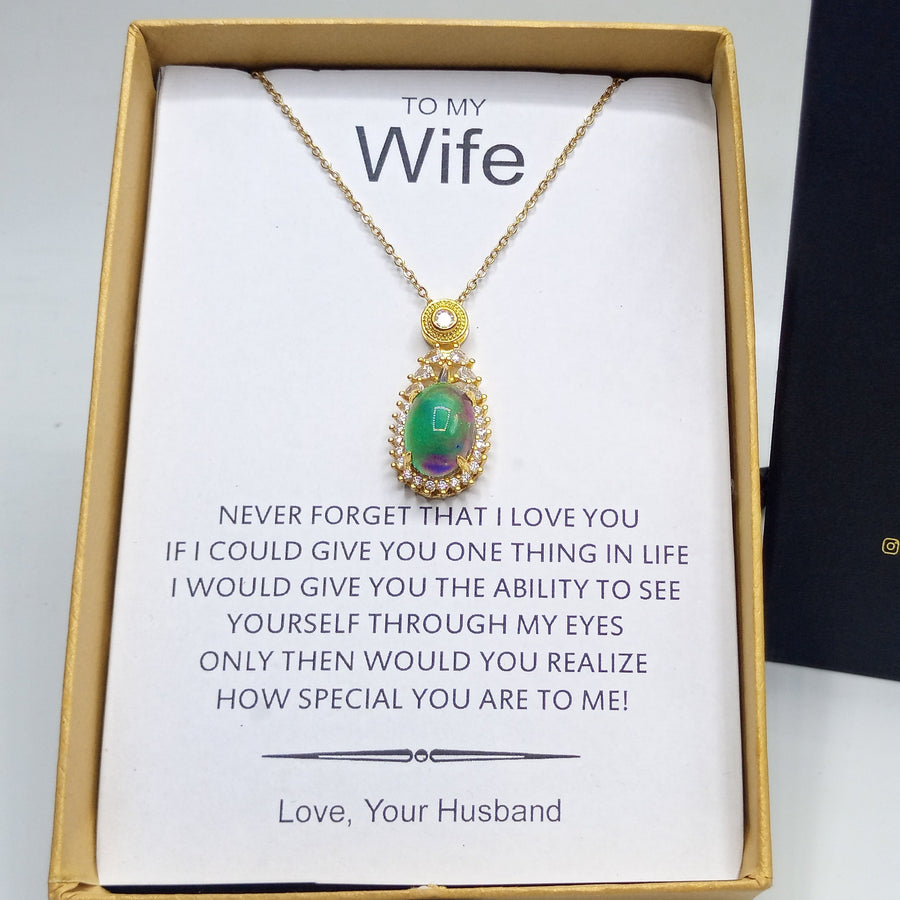 Multi shade gold look pendant with chain exclusive free box packaging