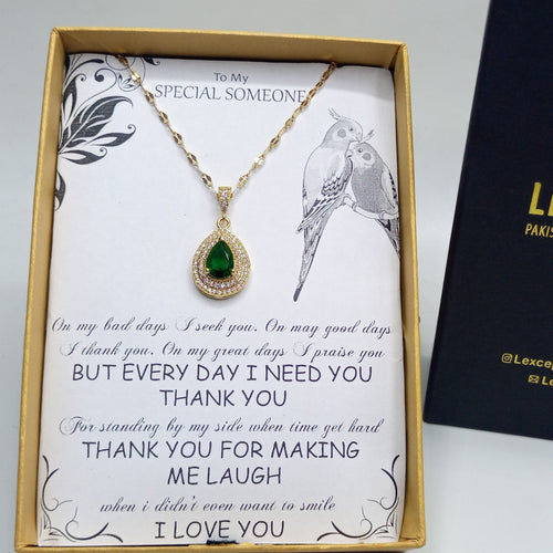 emerald gold theme luxury pendant exclusive free box packaging