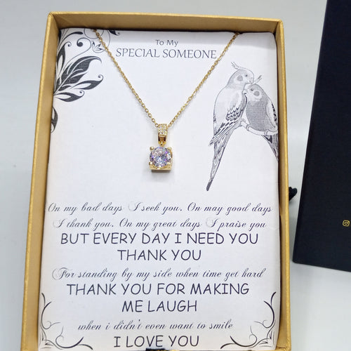 Luxury gold plated zircon pendant with chain and box