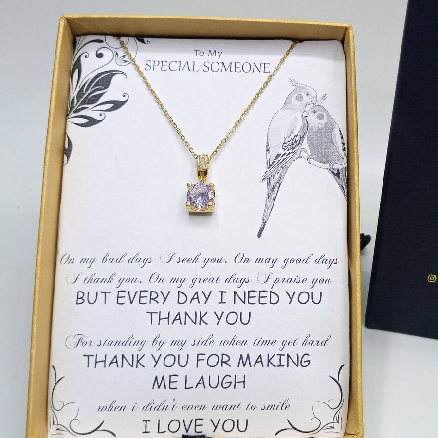 Luxury gold plated zircon pendant with chain and box