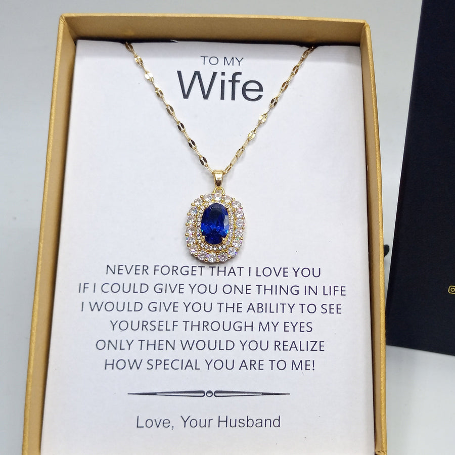 sapphire gold look luxury pendant with box packing
