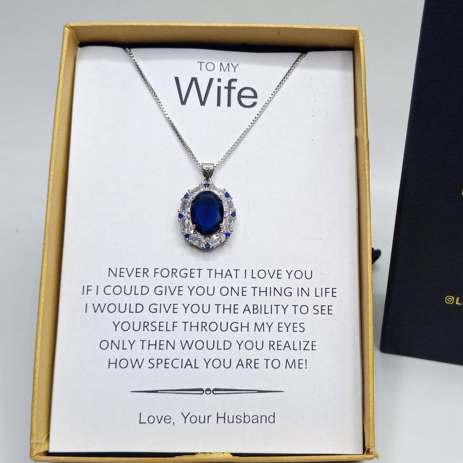 Exclusive sapphire theme luxury pendant with chain special gift for her