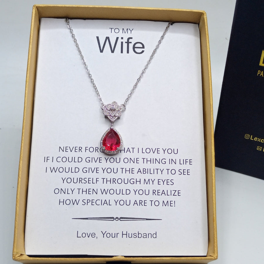RUBY LOOK LUXURY PENDANT WITH CUSTOMIZE BOX PACKING