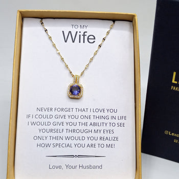 Amethyst gold look exclusive pendant with free box packaging