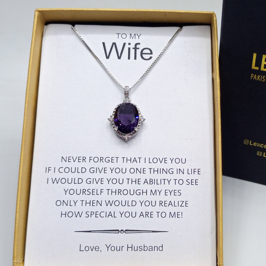 Amethyst gemlook luxury pendant with box packing