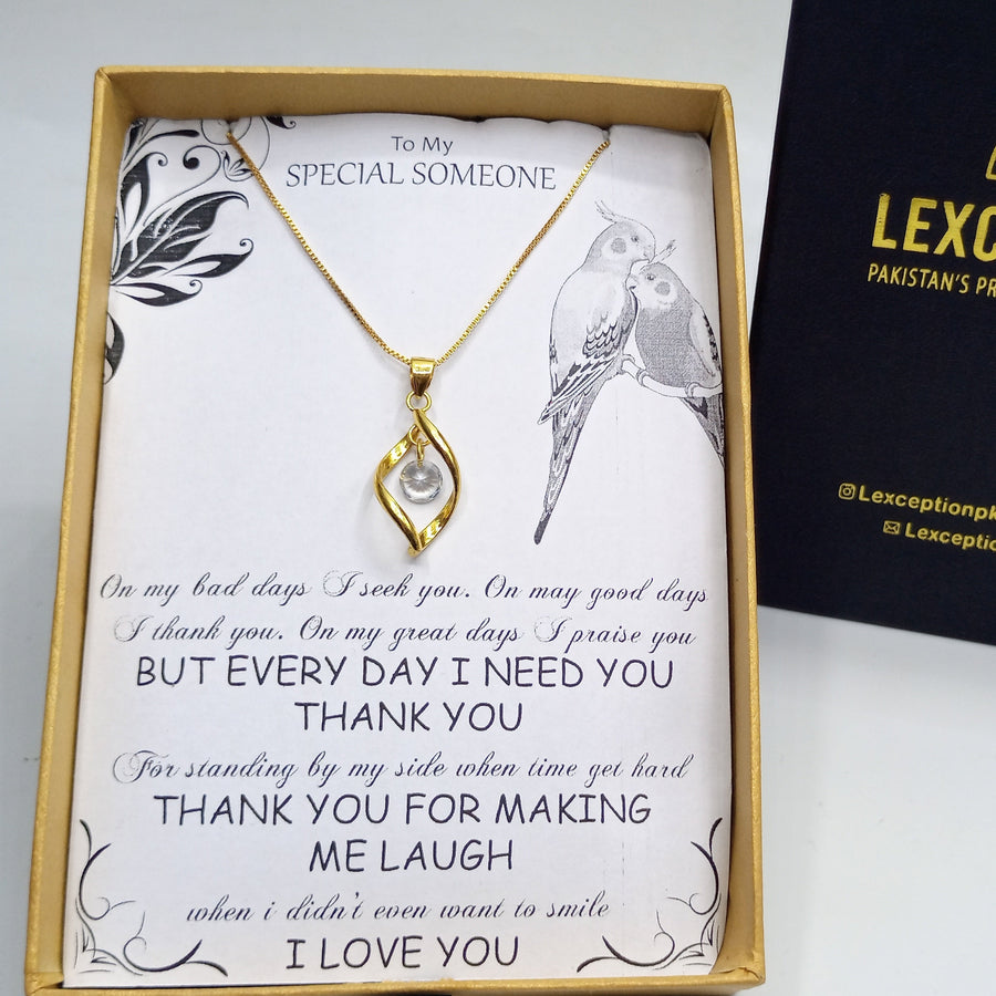 GOLD LOOK LUXURY GIFT PENDANT WITH CUSTOMIZE BOX