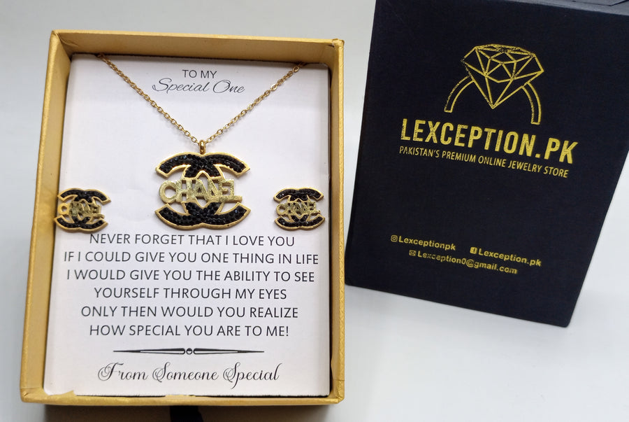 BRANDED LUXURY PENDANT & EARRING SET WITH CUSTOMIZE BOX PACKING