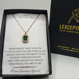 EMERALD GOLD CUT LUXURY PENDANT WITH BOX
