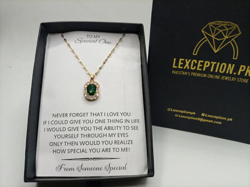 EMERALD GOLD CUT LUXURY PENDANT WITH BOX