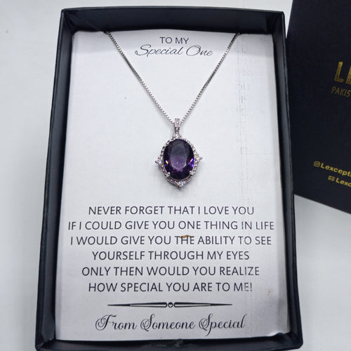 Amethyst gemlook luxury pendant with box packing