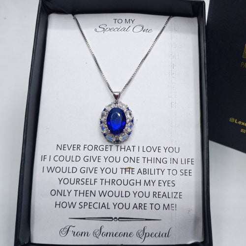 Exclusive sapphire theme luxury pendant with chain special gift for her