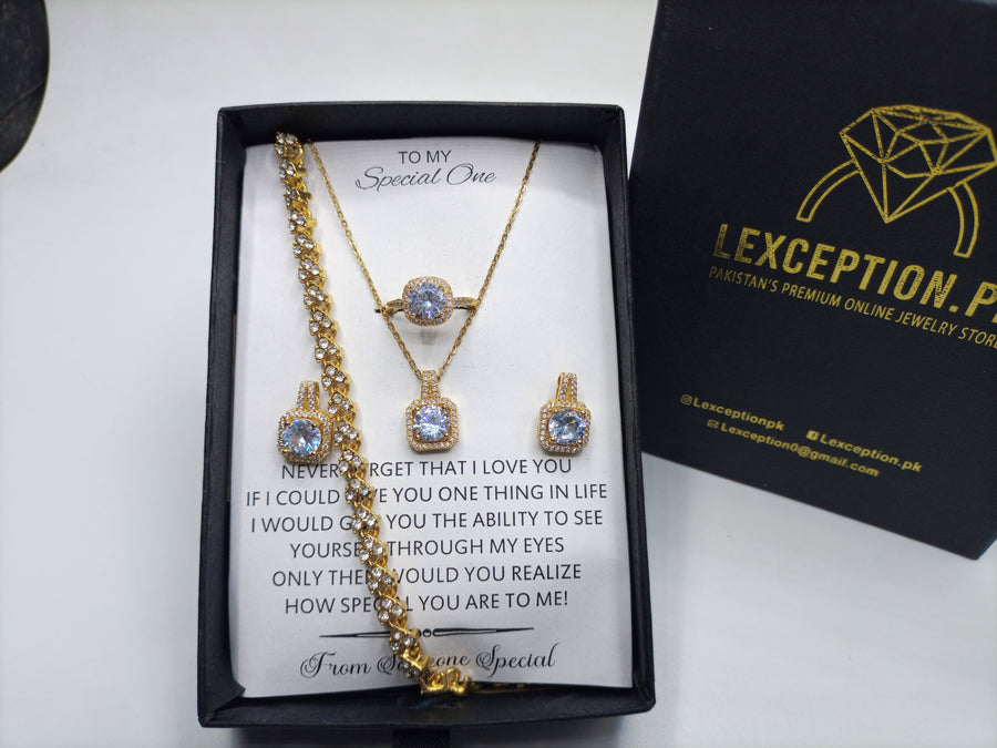 GOLD LOOK DIAMOND CUT LUXURY EXCLUSIVE SET FOR HER WITH BOX PACKING