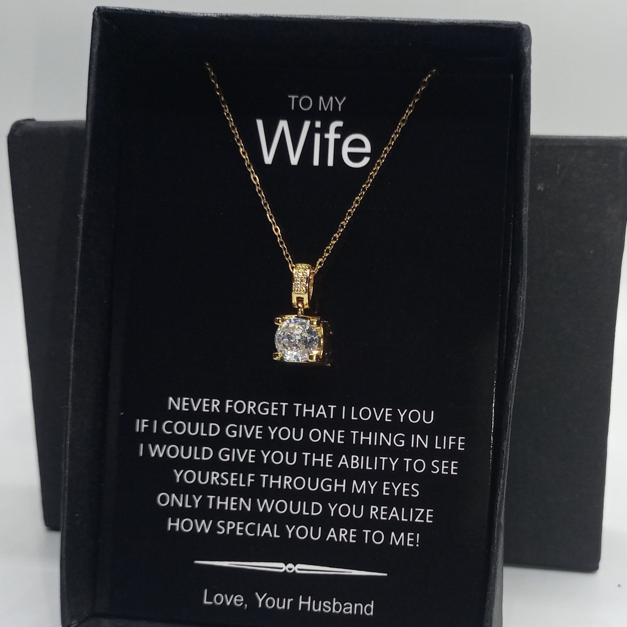 18k Gold look luxury Diamond cut pendant box packed