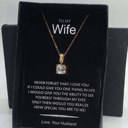 18k Gold look luxury Diamond cut pendant box packed