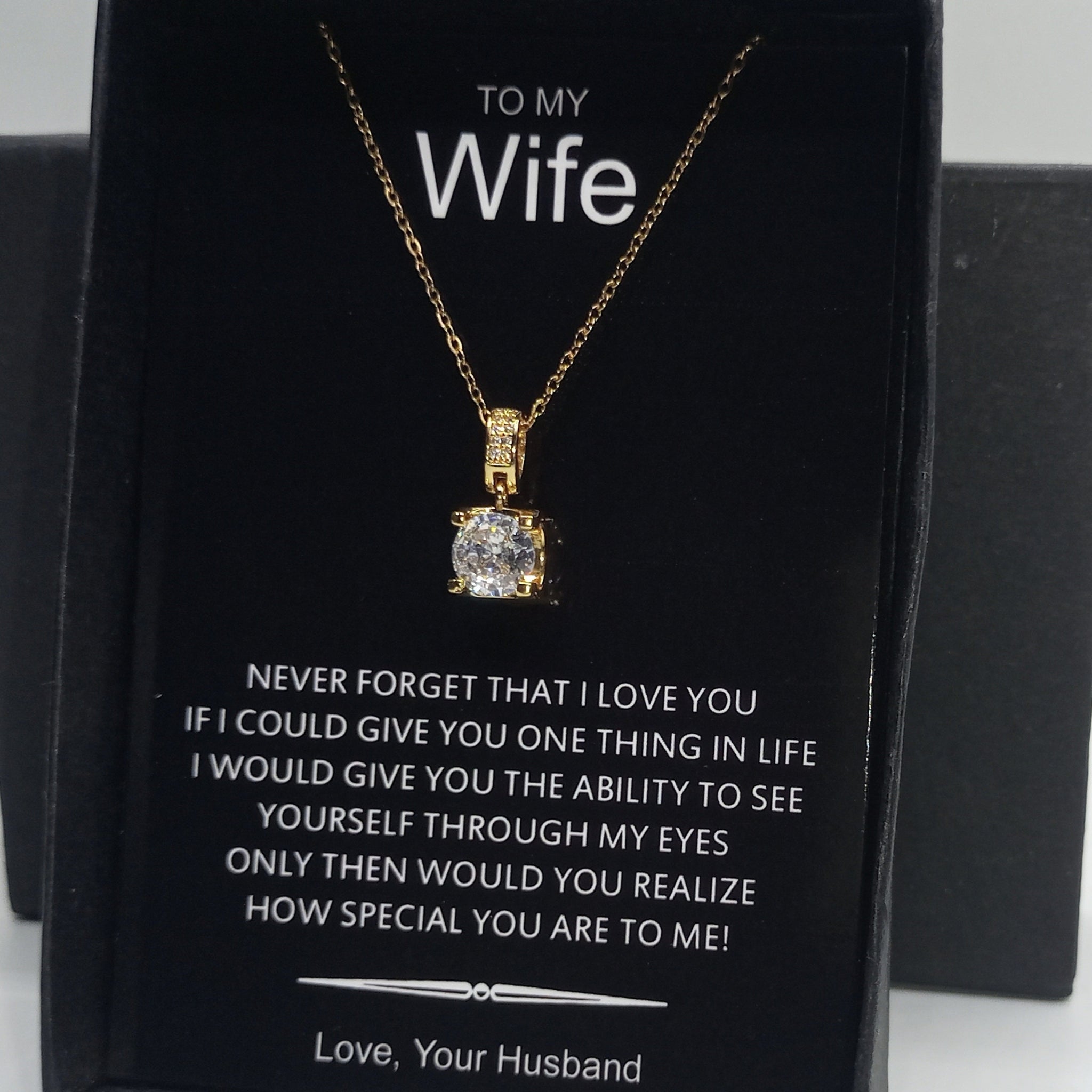 18k Gold look luxury Diamond cut pendant box packed