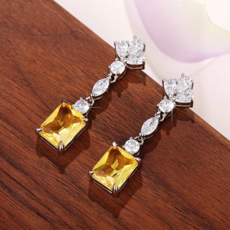 ZIRCON STONES HIGHLY FINISHED RHODIUM PLATED ART NOVEAU LUXURY EARRINGS