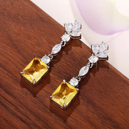 ZIRCON STONES HIGHLY FINISHED RHODIUM PLATED ART NOVEAU LUXURY EARRINGS