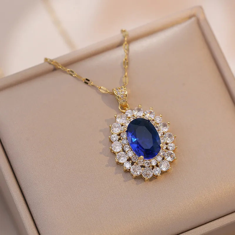 sapphire gold look luxury pendant exclusive quality