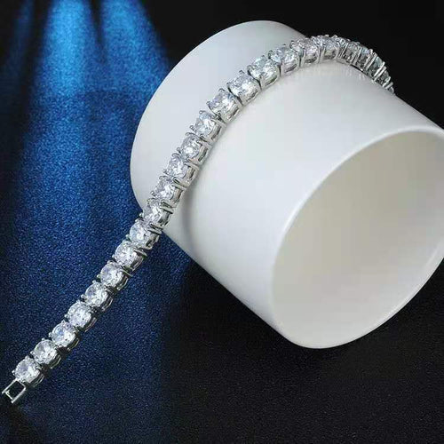 Luxury stones studded long lasting use bracelet rhodium finish