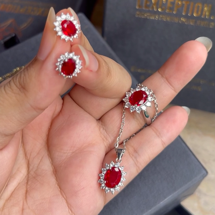 Gold pendant earrings online ring set