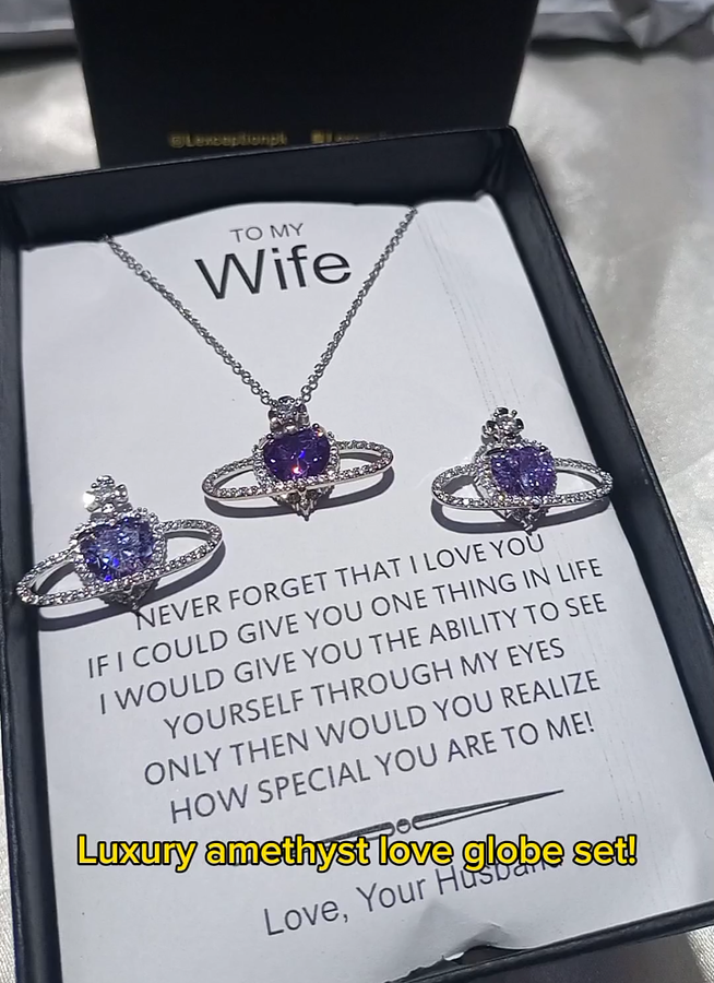 The amethyst globe love set exclusive quality and finishing with box packing