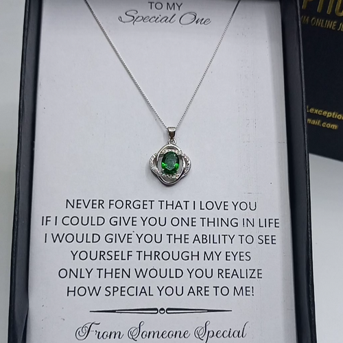 The emerald look Original 925 sterling silver (chaandi) pendant chain exclusive and limited edition