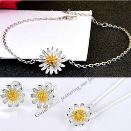 Sunflower theme combo box of Pendant Earrings And Bracelet
